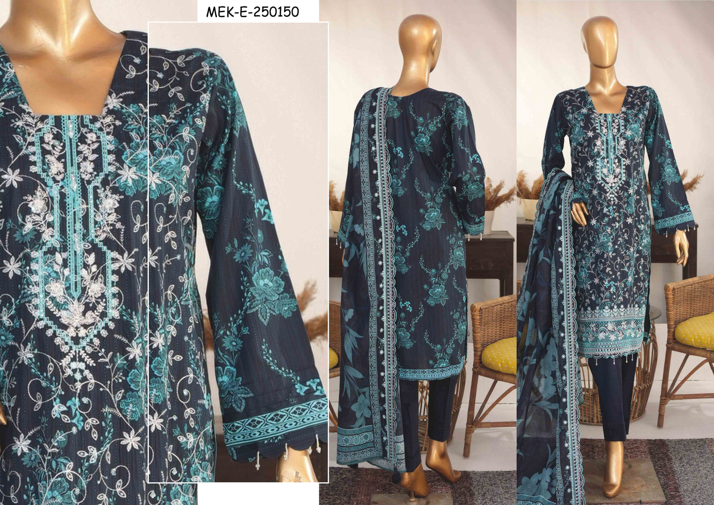 Mehak Premium Embroidery 3-Piece – Article [MEK-E-250150]