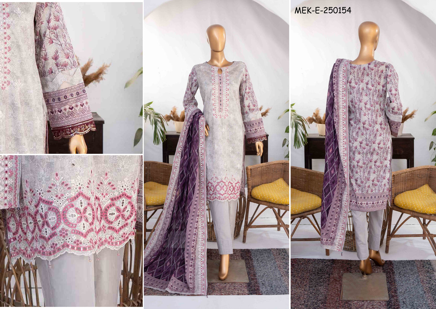 Mehak Premium Embroidery 3-Piece – Article [MEK-E-250154]