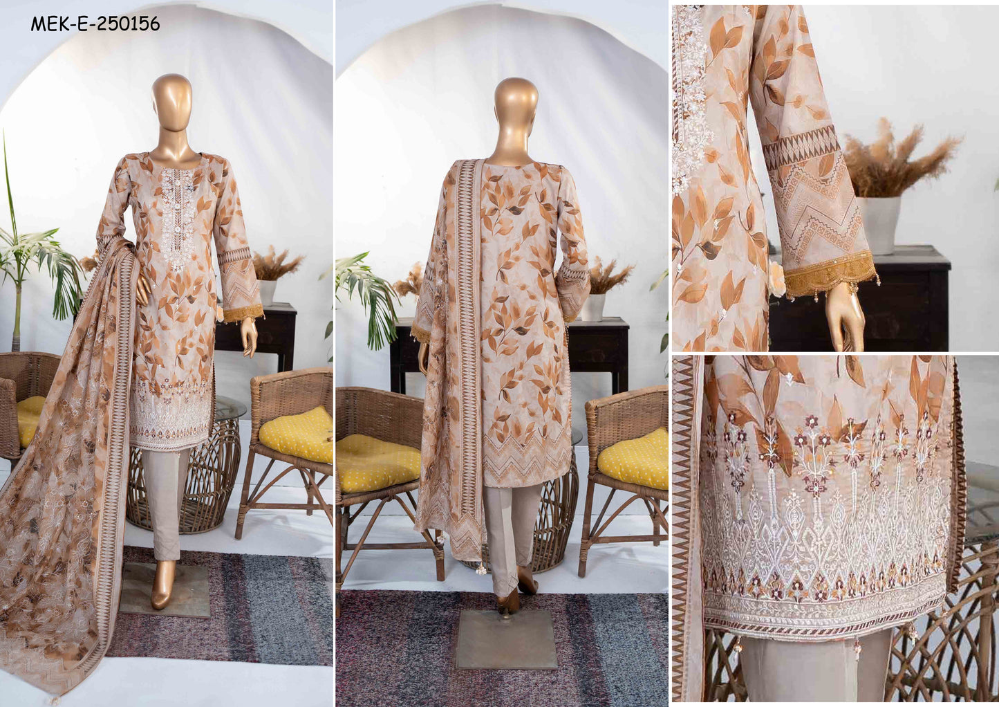 Mehak Premium Embroidery 3-Piece – Article [MEK-E-250156]