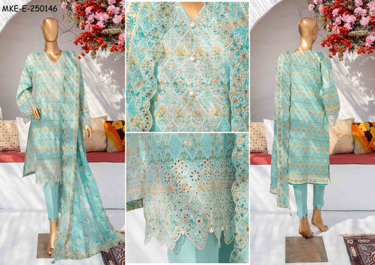Mehak Premium Embroidered 3-Piece – [MKE-E-250146]