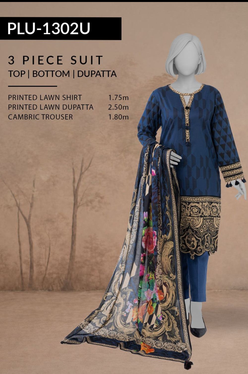 Panjnad Premium Printed 3-Piece – Article [PLU-1302U]